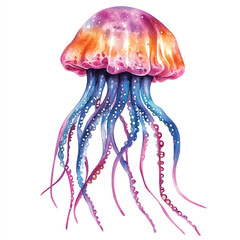 Jellyfish watercolor clipart illustration isolated