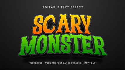Editable text effect with scary monster 3D style