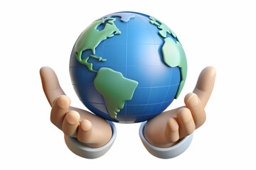 Flat Floating Globe Held by Hands Symbolizing Global Responsibility for Human Rights Day - Unity, Justice & Care in Simple Vector Illustration
