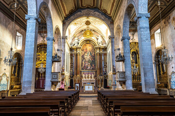 Interior of Igreja de Sao Juliao, St. Julian's Church is an 18th-century church located in Setubal,...