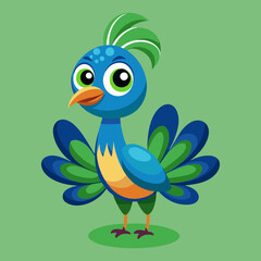 Download Cute Peacock Bird Cartoon Vector Icon Illustration. Eps File For Design.