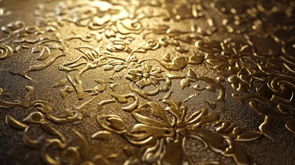 A deep golden texture with intricate patterns and a matte finish, providing a luxurious and tactile feel.