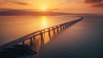 Obraz premium Bridge Sunset Seascape