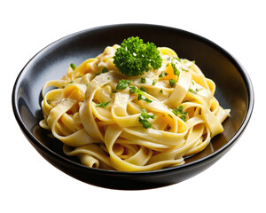 Fettuccini Alfredo with Garnish on Transparent Background: Enhance Your Culinary Visuals