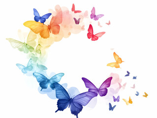 Elegant Flat Holographic Butterfly Frame Design with Open Copy Space Perfect for Nature-Themed Events and Announcements - Stylish Vector Illustration