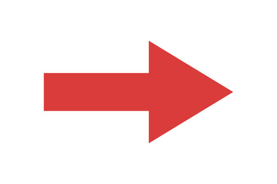 Short red arrow sign isolated on transparent background - Vector illustration icon