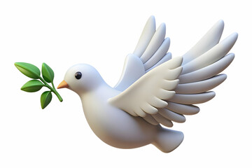 3D Isolated Peace Dove Vector with Olive Branch Symbolizing Peace and Freedom for Human Rights Day - Minimalist Infographic Design