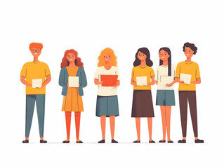 Obraz premium Flat Vector Illustration of Candid Community Outreach: Volunteers Engaging with Community on HIV/AIDS Awareness