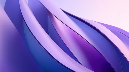 Fototapeta premium Curved purple waves create a stunning abstract design against a pale background in a modern artistic installation