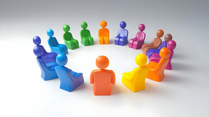 3D Candid Peer Support Group for HIV/AIDS - Capture Genuine Moments of Support and Empathy in a Circle of Care - Isolated Icon on White Background