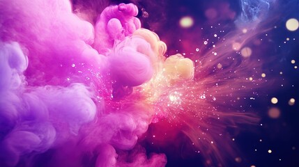 Obraz premium Colorful abstract explosion of smoke and light in a surreal cosmic background during a creative art session