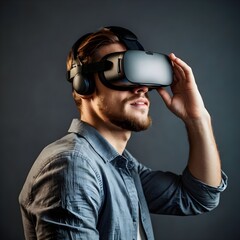 Student Engineer Wearing Virtual Reality Headset Holding Joysticks and Controlling Bionic Limb While Actions Displayed on Screen. Modern Equipment and Computer Science Education in University Concept.