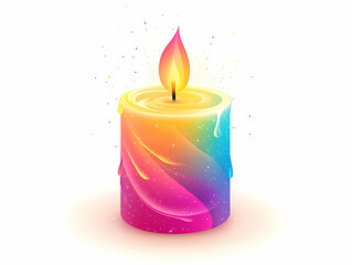 Flat Holographic World AIDS Day Candle Frame Design - Open Space for Awareness Copy in Simple Vector Illustration