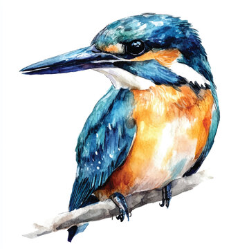 recommend clip art: Kingfisher watercolor clipart illustration isolated