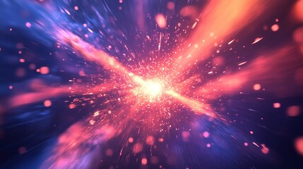 Colorful cosmic explosion revealing vibrant energy and light in a vast galaxy setting, conveying a sense of wonder and exploration