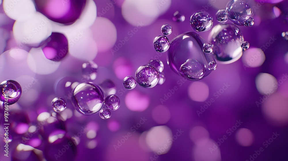 Aufkleber bubbles floating gracefully in shades of purple, creating a mesmerizing visual against a blurred bac