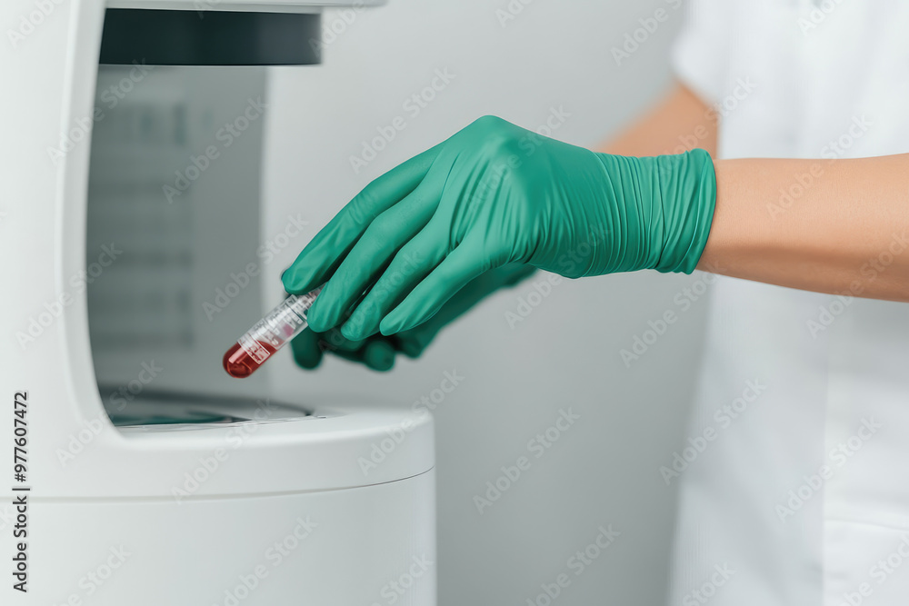 Aufkleber a scientist inserts samples into an advanced dna sequencer, highlighting cutting-edge biotech resear