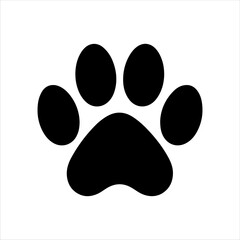 Single dog paw print vector silhouette illustration design on white background. © Techzaka