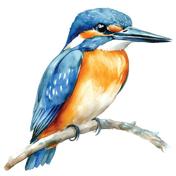 recommend clip art: Kingfisher watercolor clipart illustration isolated