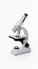 This mockup showcases a laboratory microscope with clear features and a sleek design