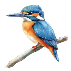 Kingfisher watercolor clipart illustration isolated
