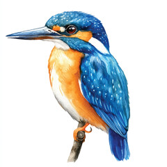 Kingfisher watercolor clipart illustration isolated