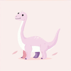 Naklejka premium Cute simple brontosaurus in pastel colors, featuring friendly expression and playful stance. This charming illustration captures essence of whimsical dinosaur