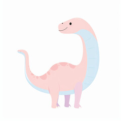 Cute simple brontosaurus in pastel colors, featuring friendly expression and charming design. This vector art captures whimsical nature of dinosaurs beautifully