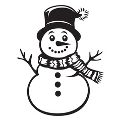 Winter Snowman with Hat Cartoon for Christmas Artwork