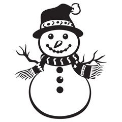 Winter Snowman with Hat Cartoon for Christmas Artwork