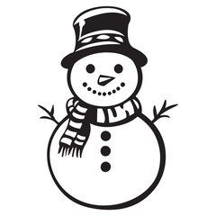 Winter Snowman with Hat Cartoon for Christmas Artwork