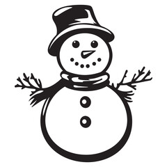 Winter Snowman with Hat Cartoon for Christmas Artwork