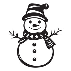 Winter Snowman with Hat Cartoon for Christmas Artwork