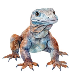 Komodo watercolor clipart illustration isolated