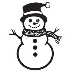 Winter Snowman with Hat Cartoon for Christmas Artwork