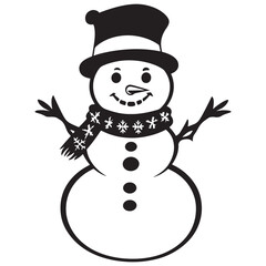 Winter Snowman with Hat Cartoon for Christmas Artwork