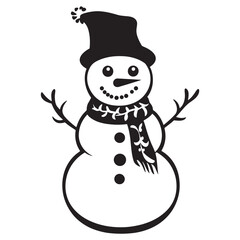 Winter Snowman with Hat Cartoon for Christmas Artwork