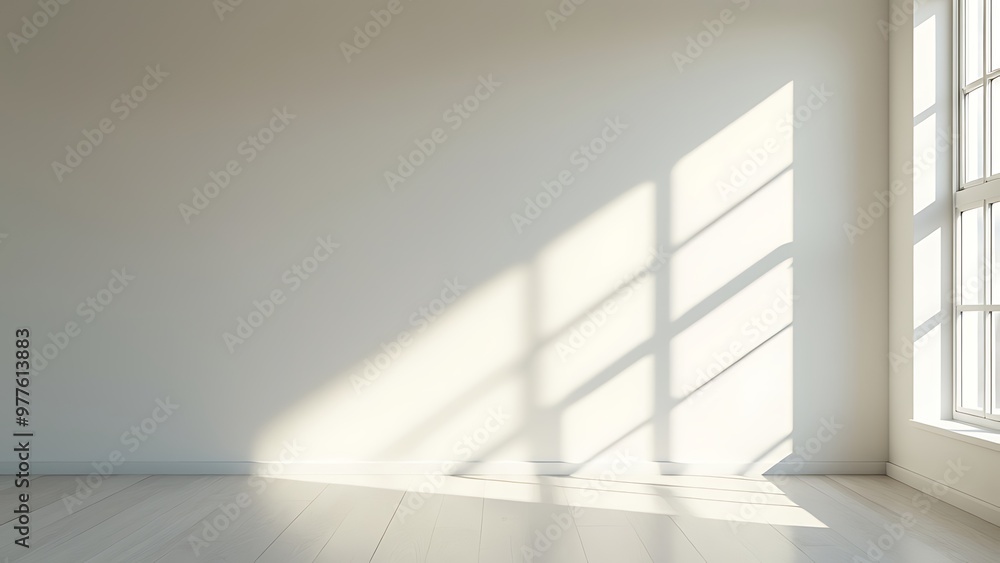 Aufkleber realistic and minimalist blurred natural light windows shadow overlay on wall paper texture abstract
