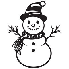 Winter Snowman with Hat Cartoon for Christmas Artwork