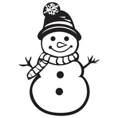 Winter Snowman with Hat Cartoon for Christmas Artwork