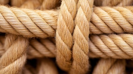 Fototapeta premium A close up of a bunch of ropes that are tied together, AI