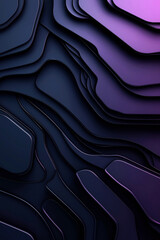 Obraz premium Abstract background with layered, dark, and purple gradient shapes creating a three-dimensional effect. The fluid, organic layers form a visually intriguing pattern.