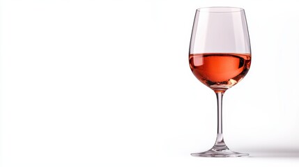 A beautiful glass of rose wine on a white background, perfect for showcasing elegance and refinement.