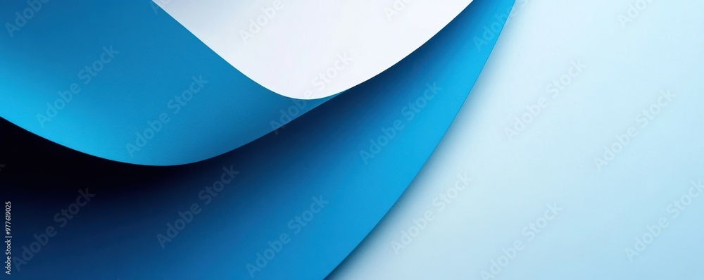 Poster simple abstract blue and white background with flowing wave patterns creating a sense of calm and se