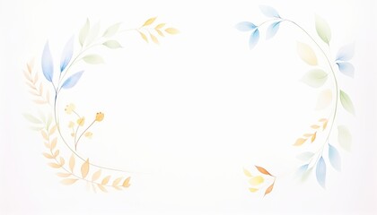 A delicate watercolor illustration featuring a floral wreath in soft pastel colors, perfect for invitations or backgrounds.