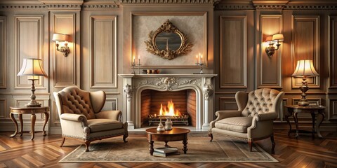 A cozy fireplace room with classic decor and elegant furniture
