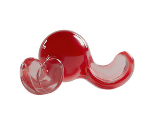Red pacifier with silicone nipple on white background. PNG transparent.