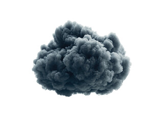 Dramatic smoke explosion with dark clouds on white background. PNG transparent.