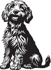 lovely sitting goldendoodle dog