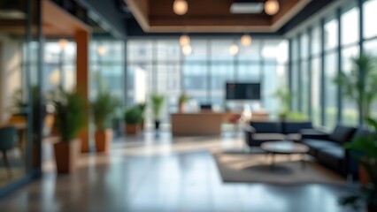 Abstract blurred office interior room. blurry working space with defocused effect. use for background or backdrop in business concept